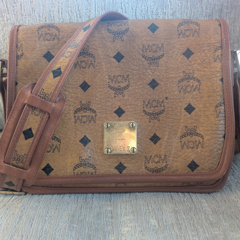 Authentic Vintage MCM Visetos Crossbody Bag – Made in West Germany (Serial F7517